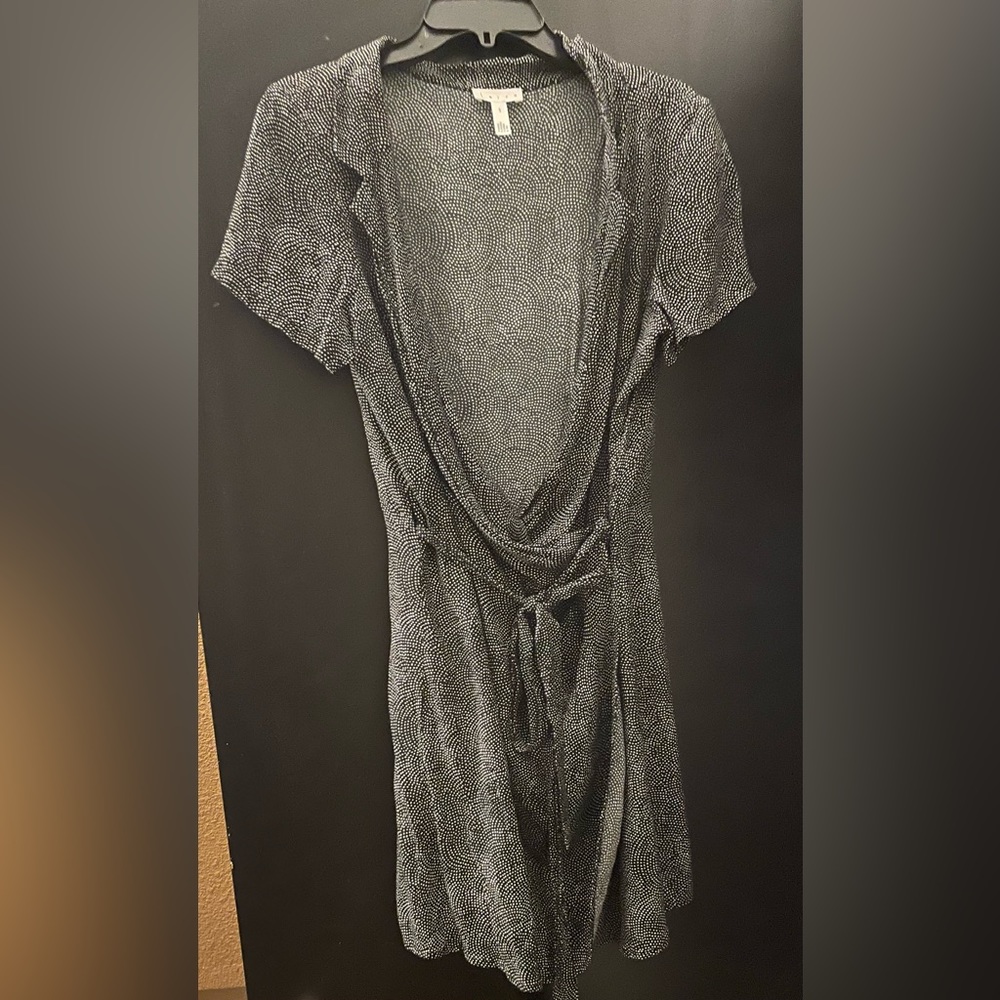 Leith Black with White Dots Wrap Dress Size Small